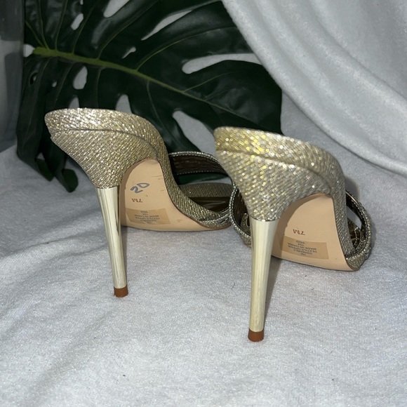 NEW Guess GWMABLY Gold Silver Jeweled stiletto mules slides heels sz 7 - Picture 4 of 4